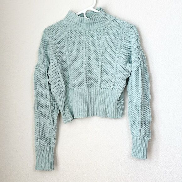 ASOS Generation K cropped blue mock-neck sweater EUC size small 24C - Picture 1 of 5